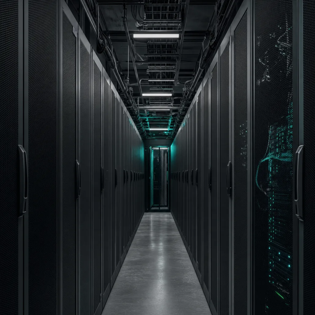 Hot aisle in a colocation data hall